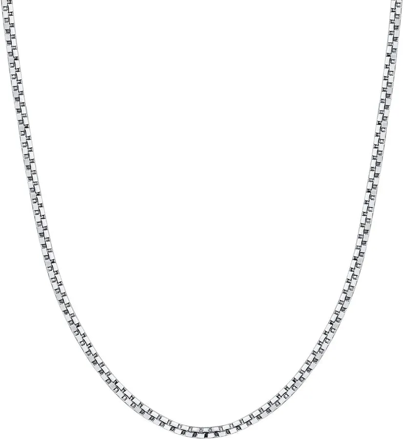 BORUO 925 Sterling Silver Box Chain Necklace, 1mm 1.5mm Italian Chain with Lobster Claw Clasp 14-30 Inch/Silver Chain Necklace, Gold Chain Necklace For Women