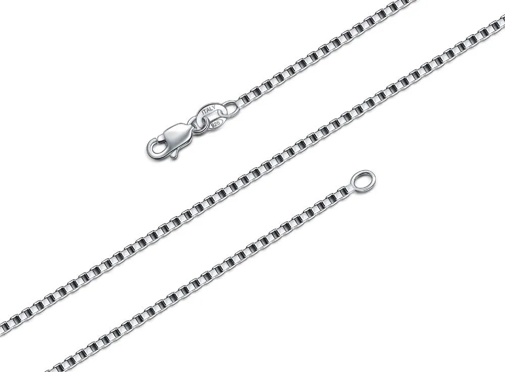 BORUO 925 Sterling Silver Box Chain Necklace, 1mm 1.5mm Italian Chain with Lobster Claw Clasp 14-30 Inch/Silver Chain Necklace, Gold Chain Necklace For Women