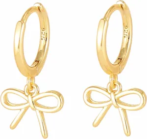 Bow Earrings for Women Pearl Bow Hoop Earrings Gold Silver Drop Dangle Earrings Trendy Bow Pearl Jewelry for Wedding Party