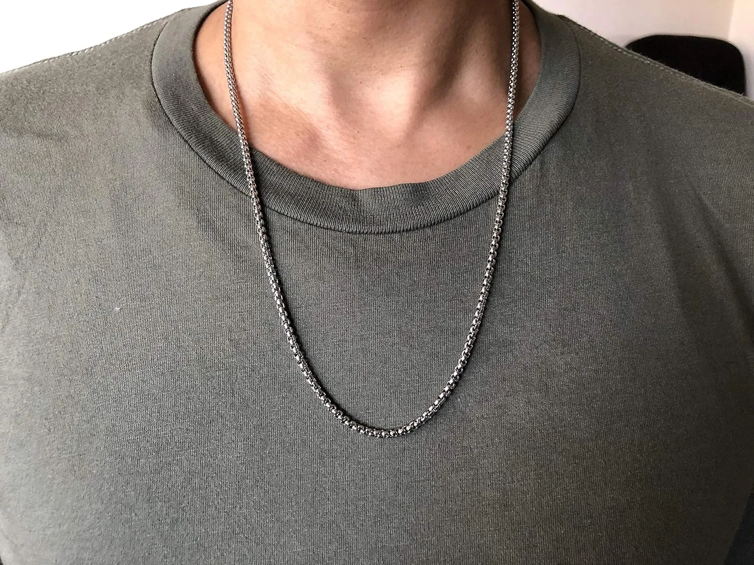 Box Round Rolo Chain 3mm Fine 14k White Gold Necklace Women Men Jewelry Strong Solid Plated Clasp Gift with Lobster Clasp (22.00)