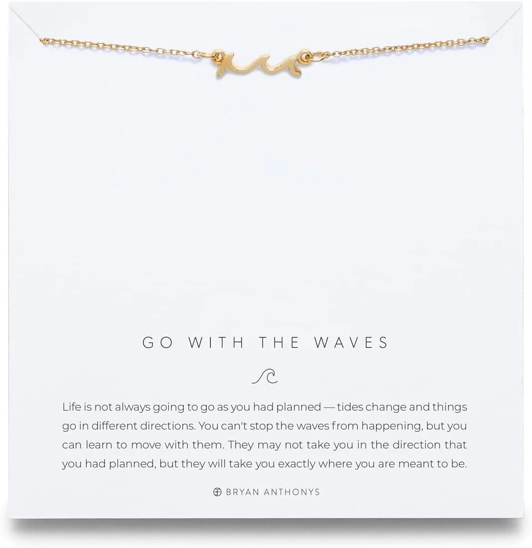 Bryan Anthonys Go With The Waves 14k Gold Necklace for Women, Pendant, Adjustable Length