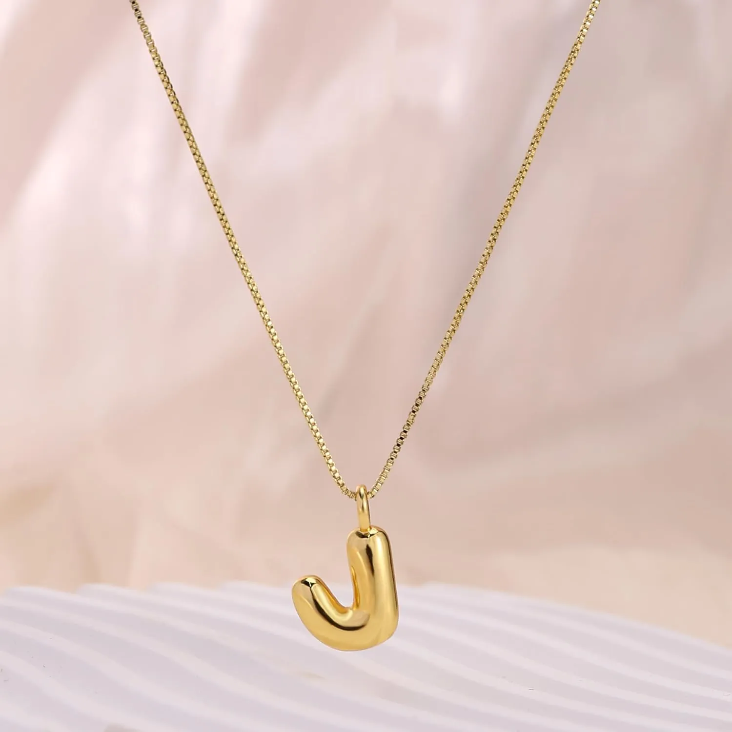 Bubble Letter Necklace Gold,14K Gold Plated Bubble Necklace Dainty Initial Necklaces for Women Simple Gold Charm Necklace Cute Name Necklace Personalized Trendy Jewelry Gifts for Women