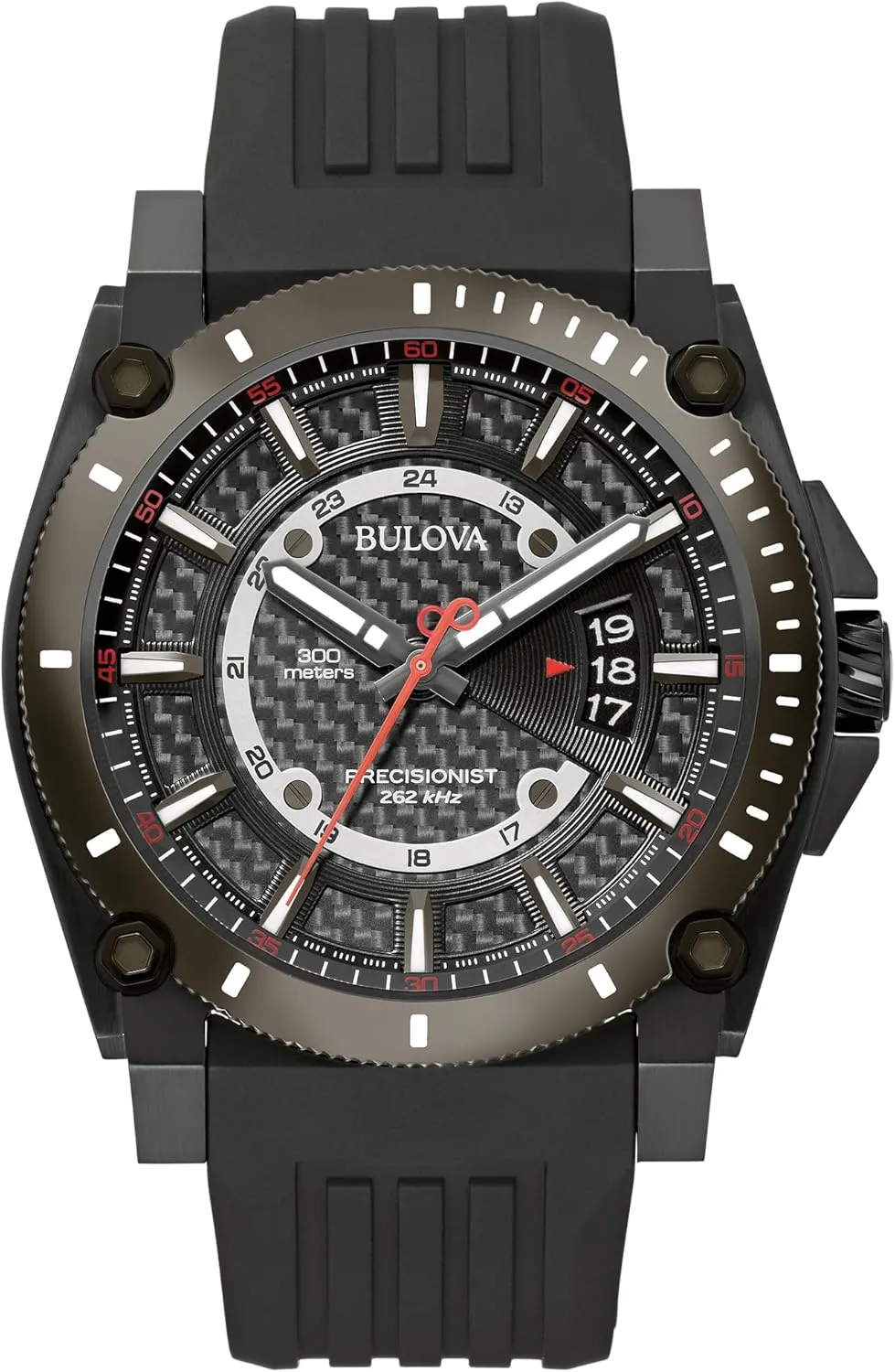 Bulova Men's Icon High Performance Quartz Chronograph Black Stainless Steel Watch with Polyurethane Strap, Black Dial Style: 98B417