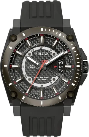 Bulova Men's Icon High Performance Quartz Chronograph Black Stainless Steel Watch with Polyurethane Strap, Black Dial Style: 98B417