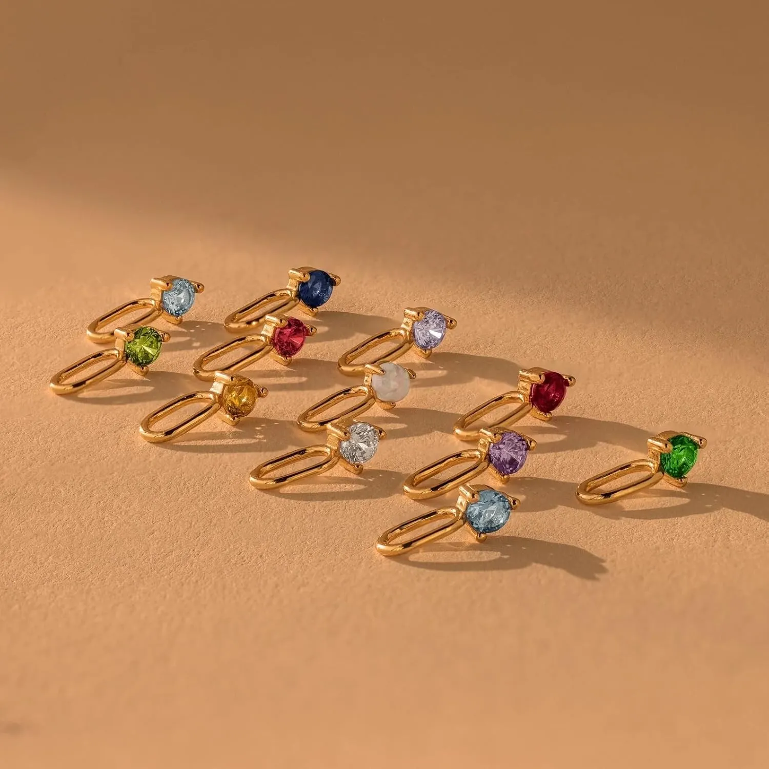 CAITLYNMINIMALIST 18K Gold Plated Dainty Birthstone Charm Mini Gemstone Pendant Gift for Women