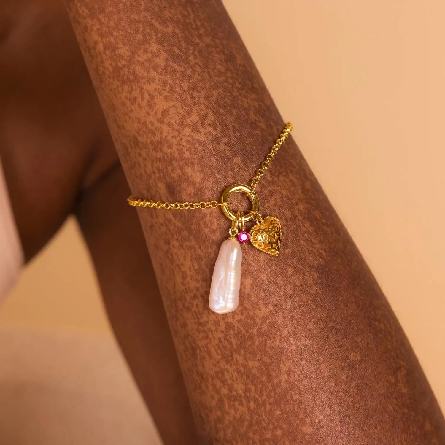 CAITLYNMINIMALIST 18K Gold Plated Dainty Birthstone Charm Mini Gemstone Pendant Gift for Women