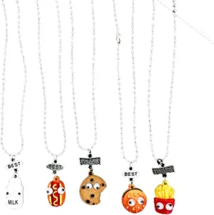 Caiyao 3-5Pcs Best Friends Forever Friendship Necklaces Cute Resin Colorful Doughnut Necklace Set French Fries Hot Dog Bread Hamburger Pendant Necklace BFF Jewelry for Women Gifts-B 5pcs