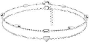 CAROVO Danity Heart Ankle Bracelet for Women Silver Adjustable Layered Beach Ankle Bracelets Cute Foot Chain Jewelry Gifts for Women