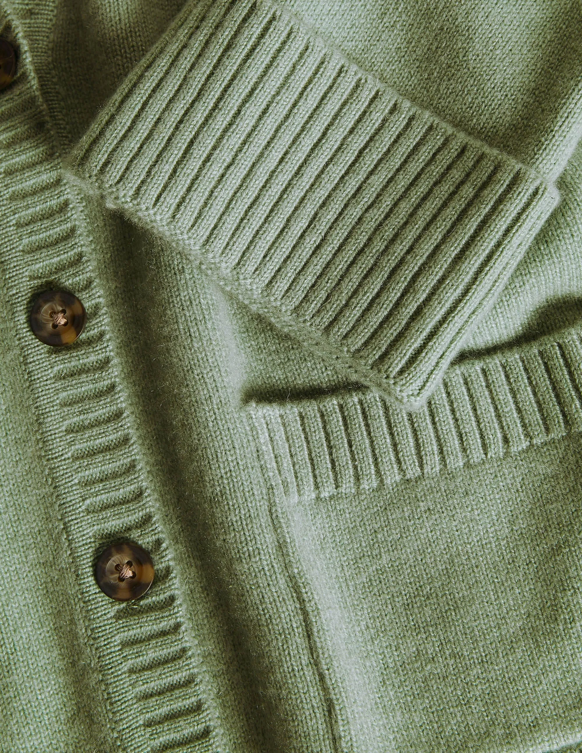 Cashmere Cuff Detail Cardigan-Peridot Green