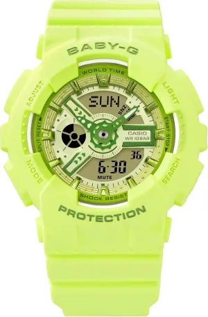 Casio Baby-G Fresh Colours Neon Green Resin Analog-Digital Watch BA-110YK-3A