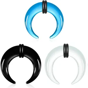Casvort 3 PCS 14G-0G Cozy Glass Septum Stretching Kits Pincher Taper with O-Rings Buffalo Septum Retainers Hypoallergenic Fresh Stretch Body Piercing Retainers Ear Hangers