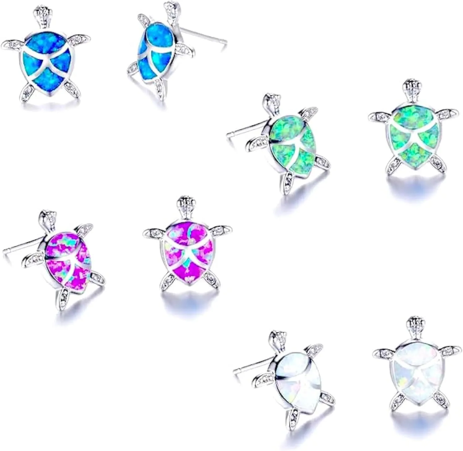 CellCase 4 Pairs Cute Rhinestone Turtle Stud Earrings