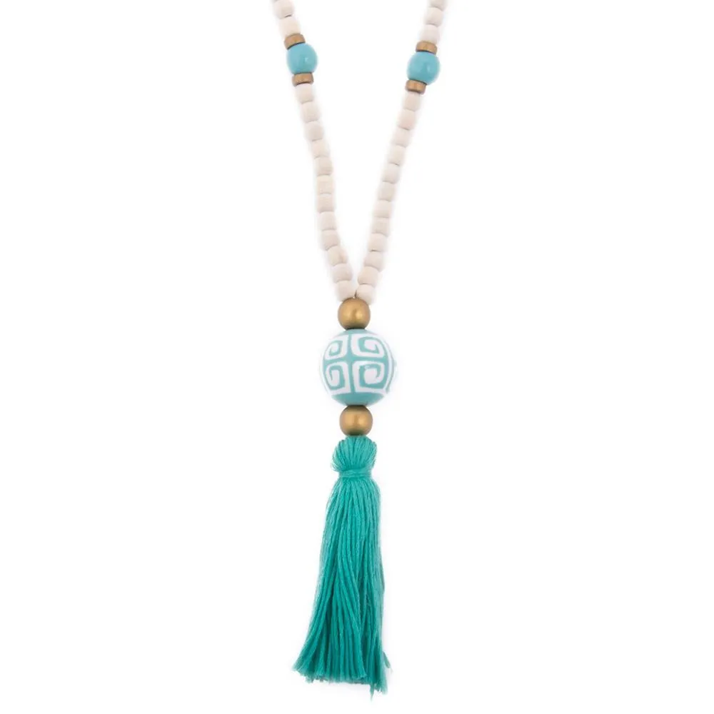 Ceramic Bead Tassel Necklaces