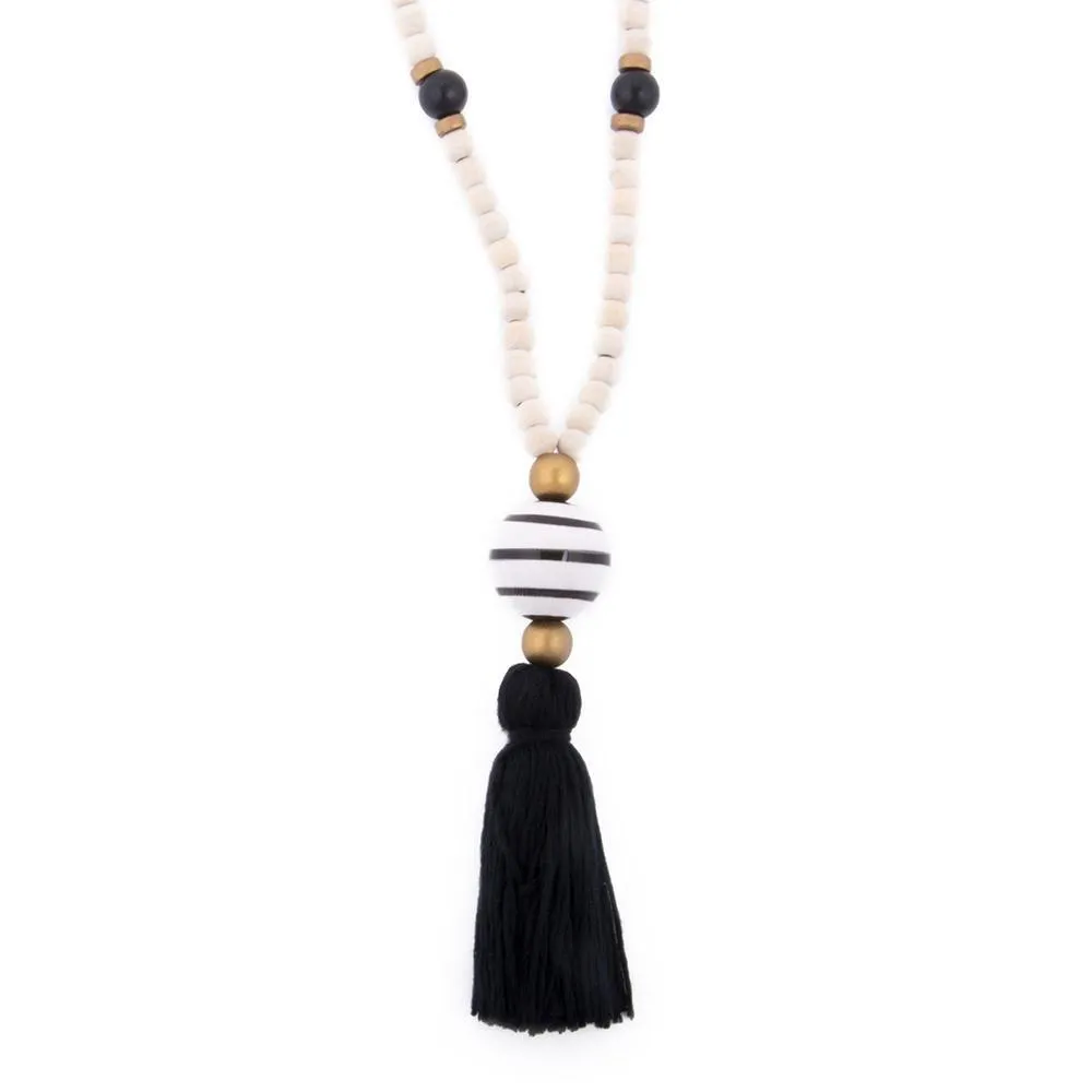 Ceramic Bead Tassel Necklaces