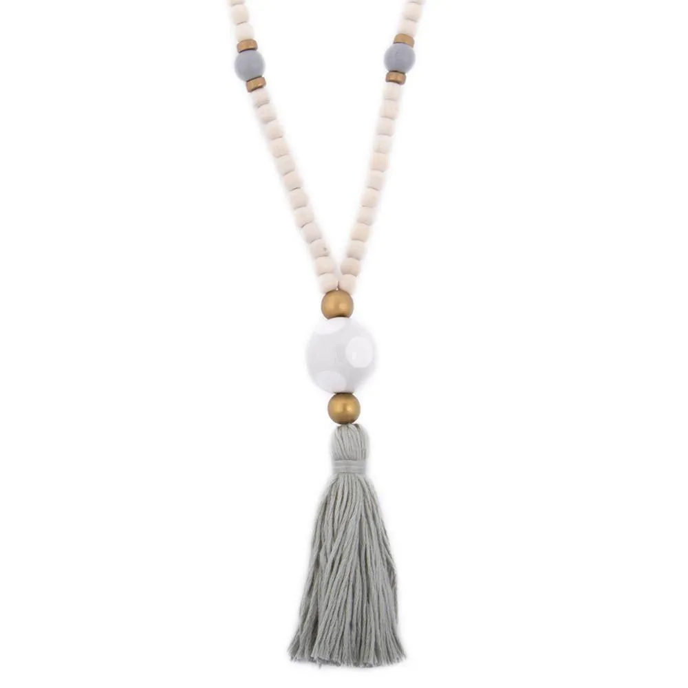 Ceramic Bead Tassel Necklaces