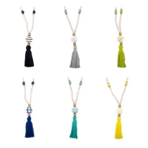 Ceramic Bead Tassel Necklaces