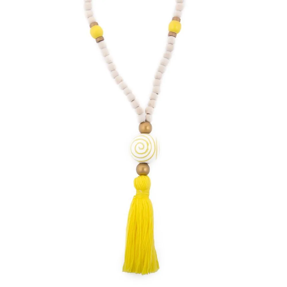 Ceramic Bead Tassel Necklaces