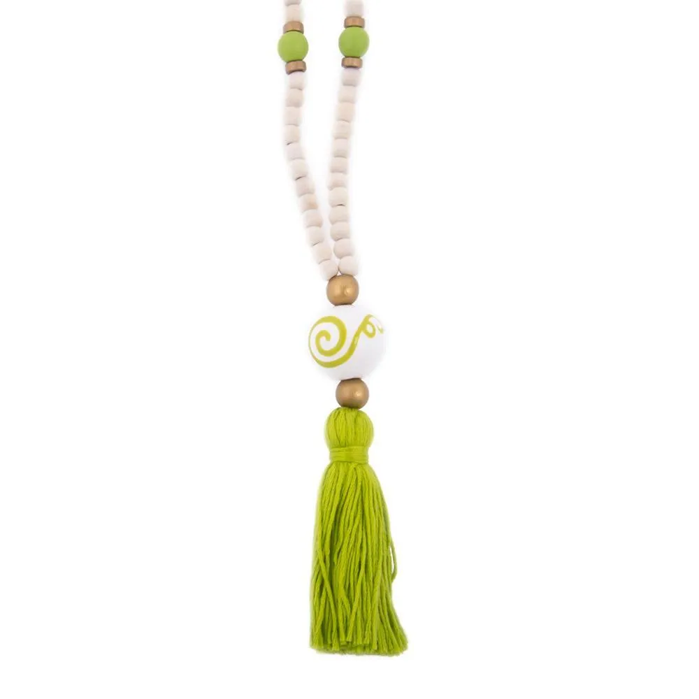 Ceramic Bead Tassel Necklaces