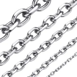 ChainsHouse Stainless Steel Cable Chain Necklaces for Men Women, 3mm/5mm/7mm/9mm/12mm 18K Gold/Black Plated Mens Cable Link Chains, 18"-30" Length - Send Gift Box