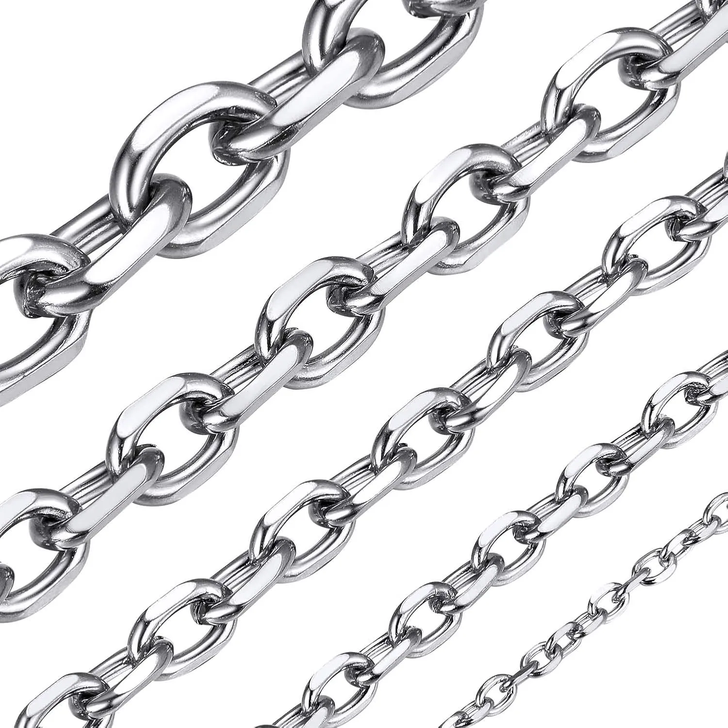 ChainsHouse Stainless Steel Cable Chain Necklaces for Men Women, 3mm/5mm/7mm/9mm/12mm 18K Gold/Black Plated Mens Cable Link Chains, 18"-30" Length - Send Gift Box