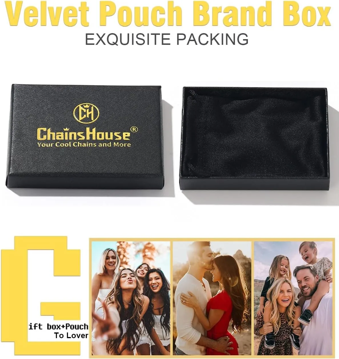 ChainsHouse Stainless Steel Cable Chain Necklaces for Men Women, 3mm/5mm/7mm/9mm/12mm 18K Gold/Black Plated Mens Cable Link Chains, 18"-30" Length - Send Gift Box