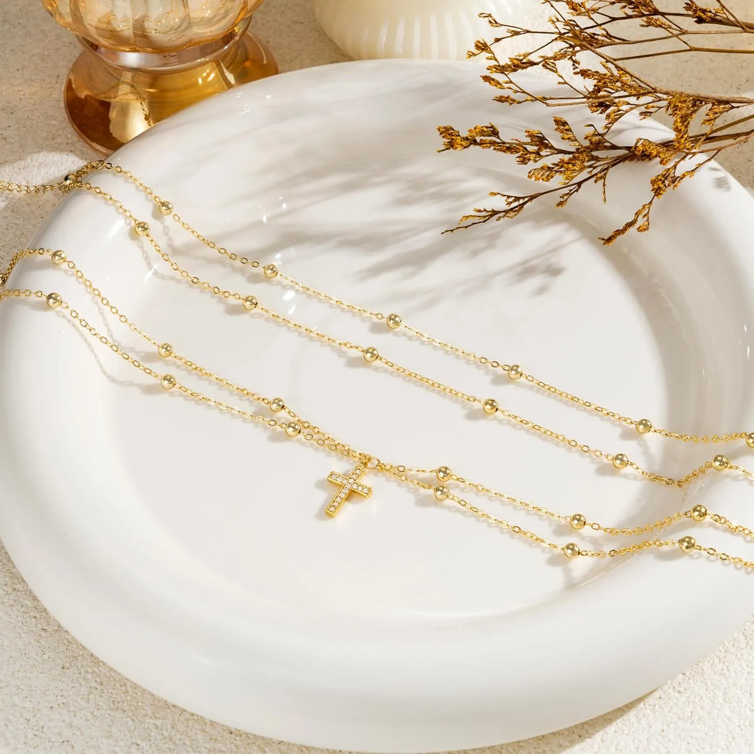 CHESKY Gold Waist Chain for Women, 14K Gold Plated Layered Belly Chain for The Waist Adjustable Waterproof Sexy Bikini Satellite Beads Chain Summer Non Tarnish Body Chain Jewelry Gifts for Women