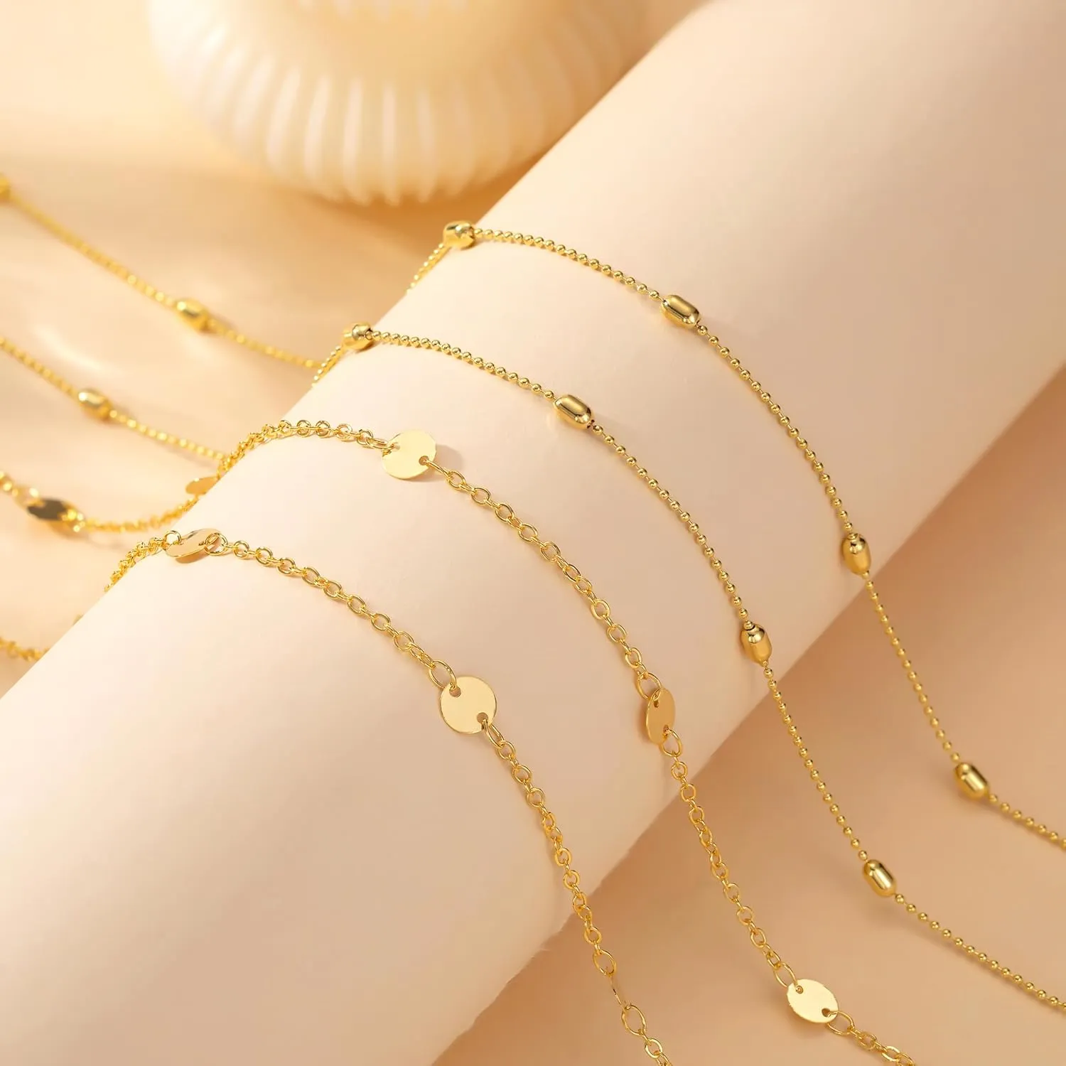 CHESKY Gold Waist Chain for Women, 14K Gold Plated Layered Belly Chain for The Waist Adjustable Waterproof Sexy Bikini Satellite Beads Chain Summer Non Tarnish Body Chain Jewelry Gifts for Women