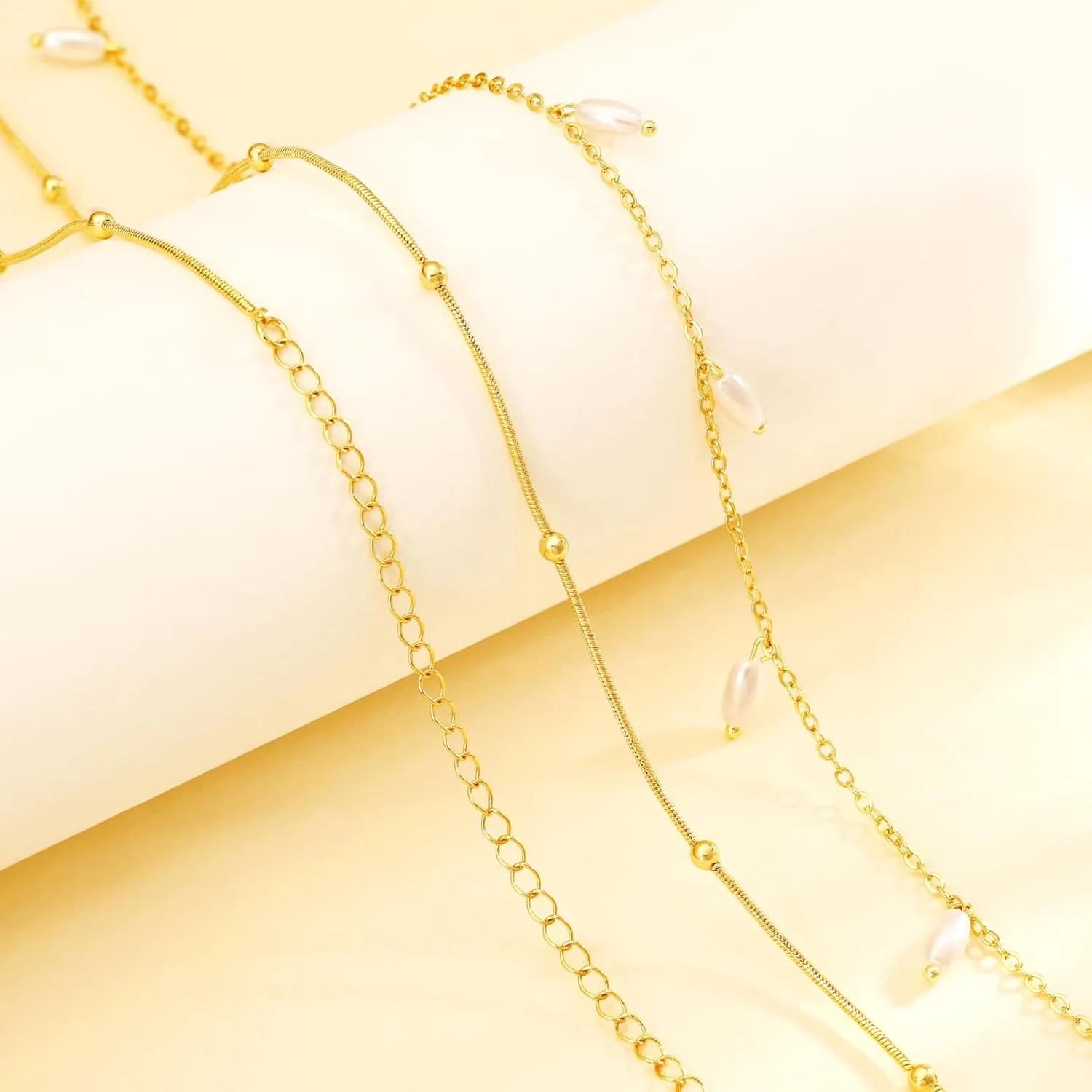 CHESKY Gold Waist Chain for Women, 14K Gold Plated Layered Belly Chain for The Waist Adjustable Waterproof Sexy Bikini Satellite Beads Chain Summer Non Tarnish Body Chain Jewelry Gifts for Women