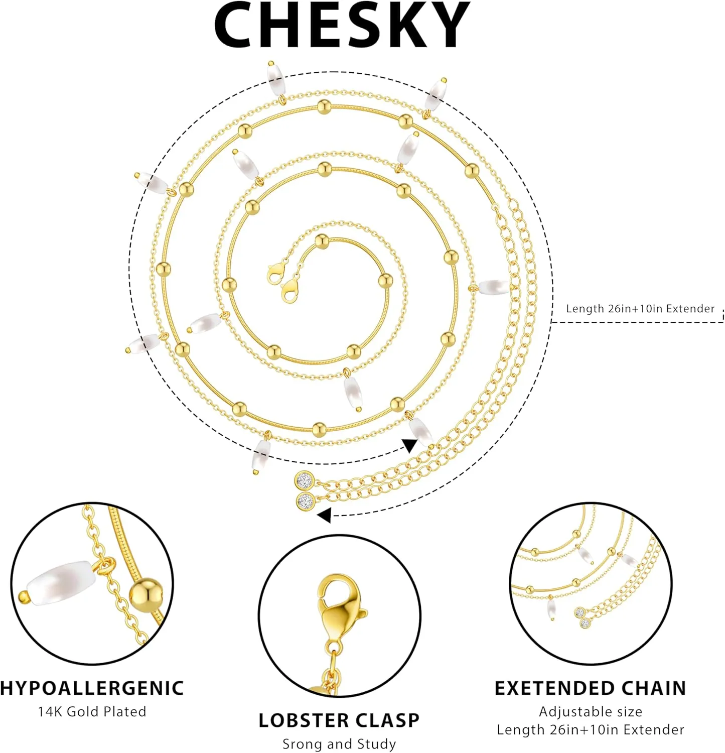CHESKY Gold Waist Chain for Women, 14K Gold Plated Layered Belly Chain for The Waist Adjustable Waterproof Sexy Bikini Satellite Beads Chain Summer Non Tarnish Body Chain Jewelry Gifts for Women