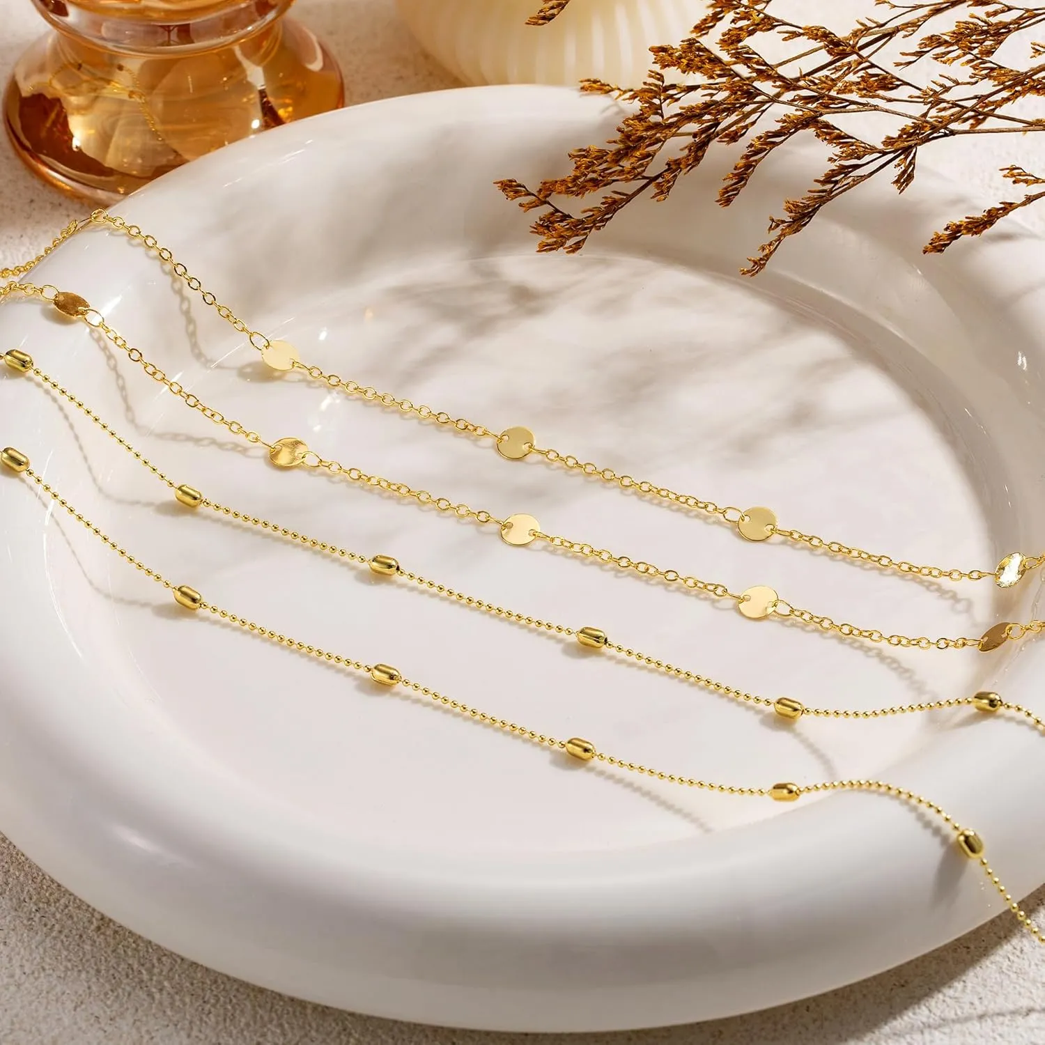 CHESKY Gold Waist Chain for Women, 14K Gold Plated Layered Belly Chain for The Waist Adjustable Waterproof Sexy Bikini Satellite Beads Chain Summer Non Tarnish Body Chain Jewelry Gifts for Women