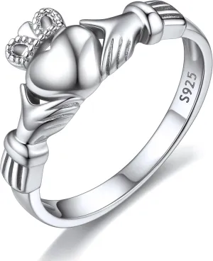 ChicSilver 925 Sterling Silver Claddagh/Triquetra Celtic Knot Promise Ring Size 4-12(Withe Gift Box)