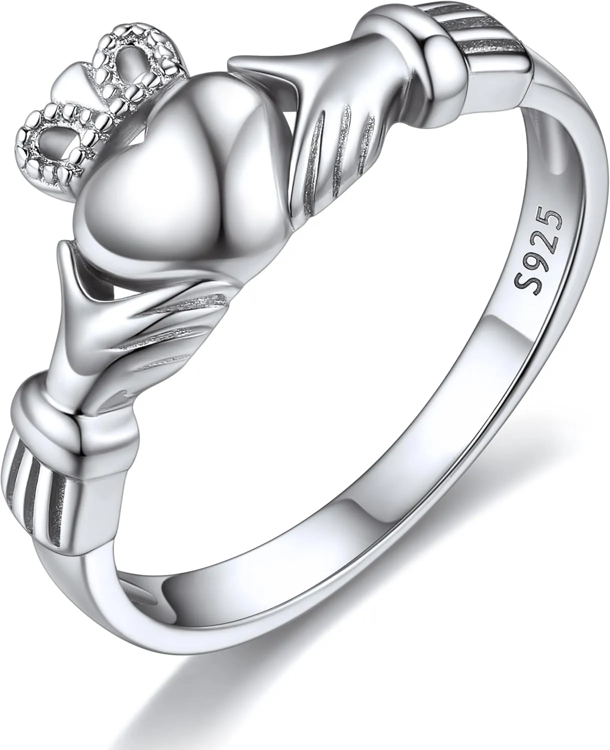 ChicSilver 925 Sterling Silver Claddagh/Triquetra Celtic Knot Promise Ring Size 4-12(Withe Gift Box)