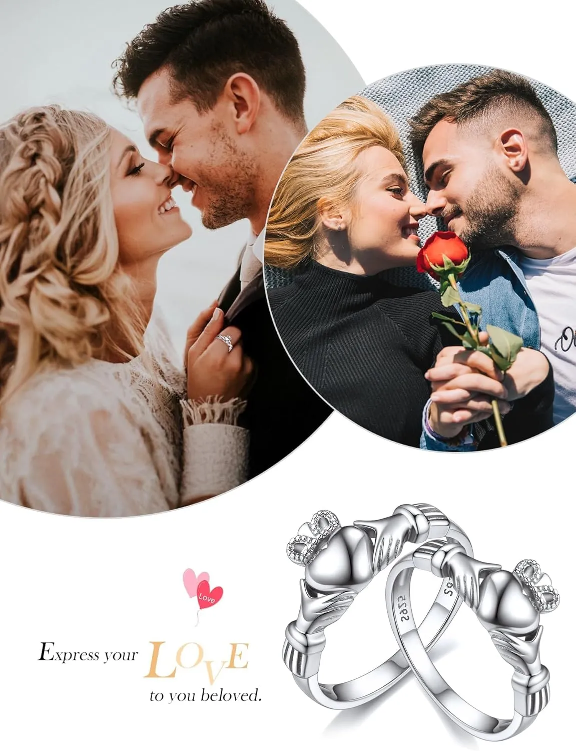 ChicSilver 925 Sterling Silver Claddagh/Triquetra Celtic Knot Promise Ring Size 4-12(Withe Gift Box)