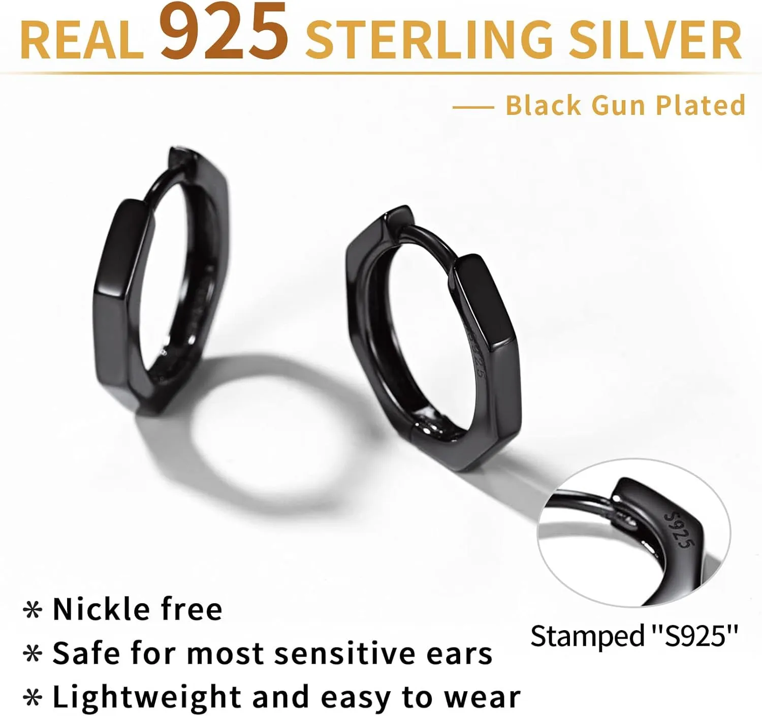 ChicSilver 925 Sterling Silver Cubic Zirconia Small Huggie Hoop Earrings for Women, Diameter 10MM, Silver/Gold/Rose Gold