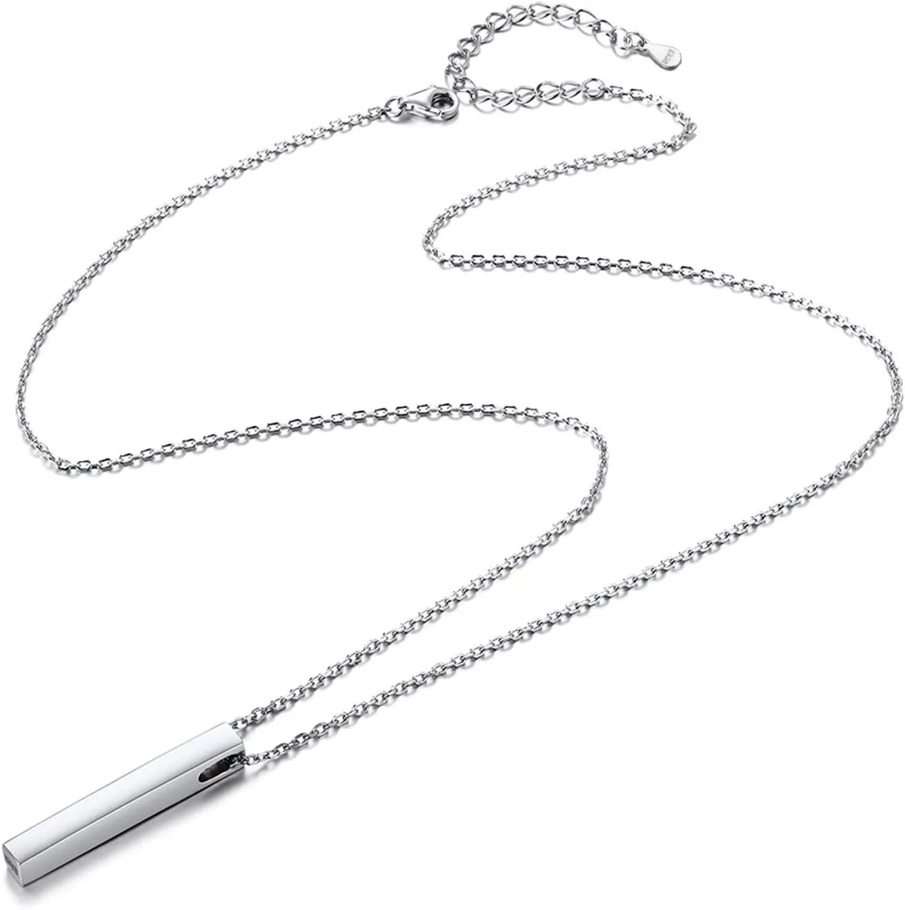 ChicSilver Customizable Vertical Bar Pendant Necklace 925 Sterling Silver Y Necklace Simple Fashion Jewelry Gifts for Women(with Gift Box)