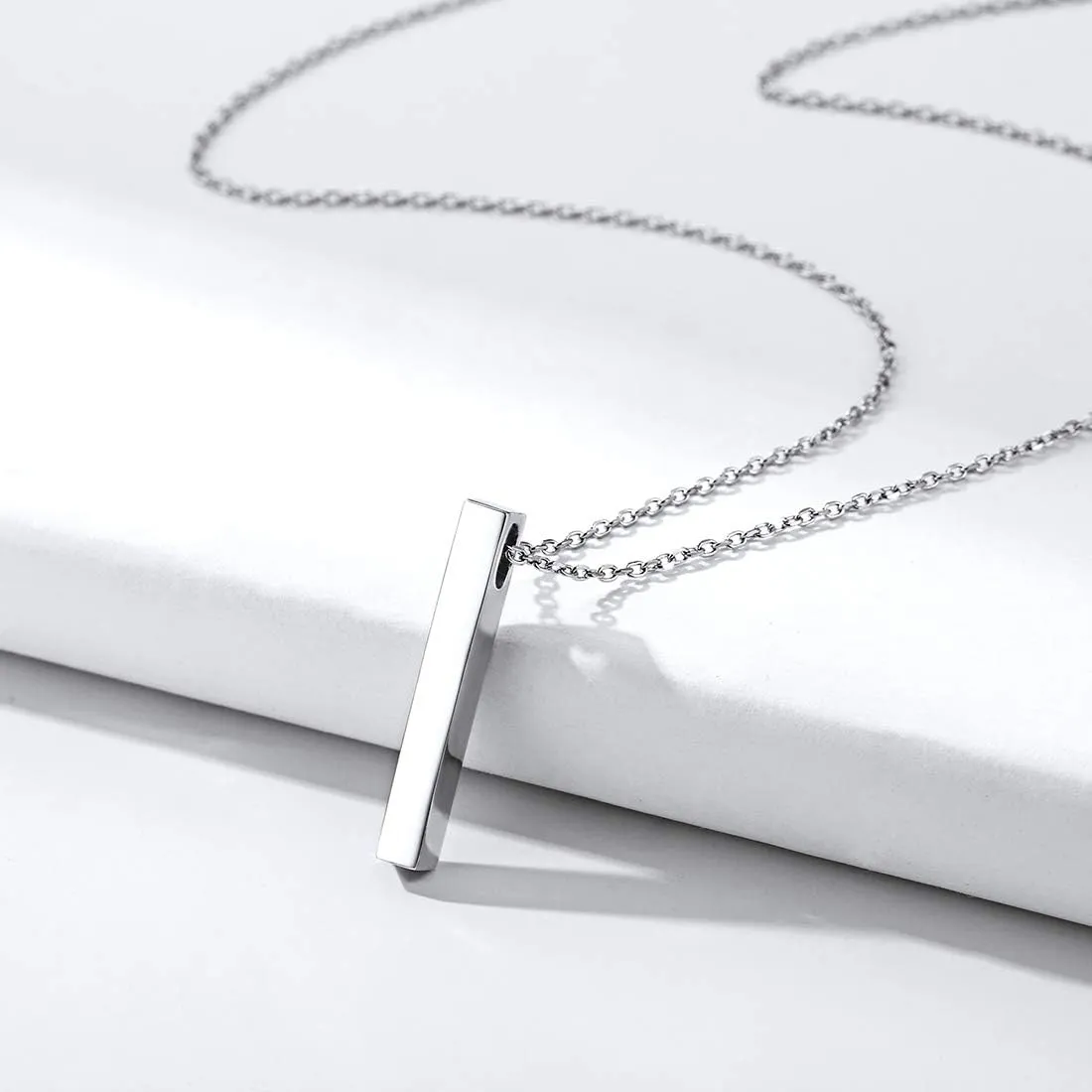 ChicSilver Customizable Vertical Bar Pendant Necklace 925 Sterling Silver Y Necklace Simple Fashion Jewelry Gifts for Women(with Gift Box)