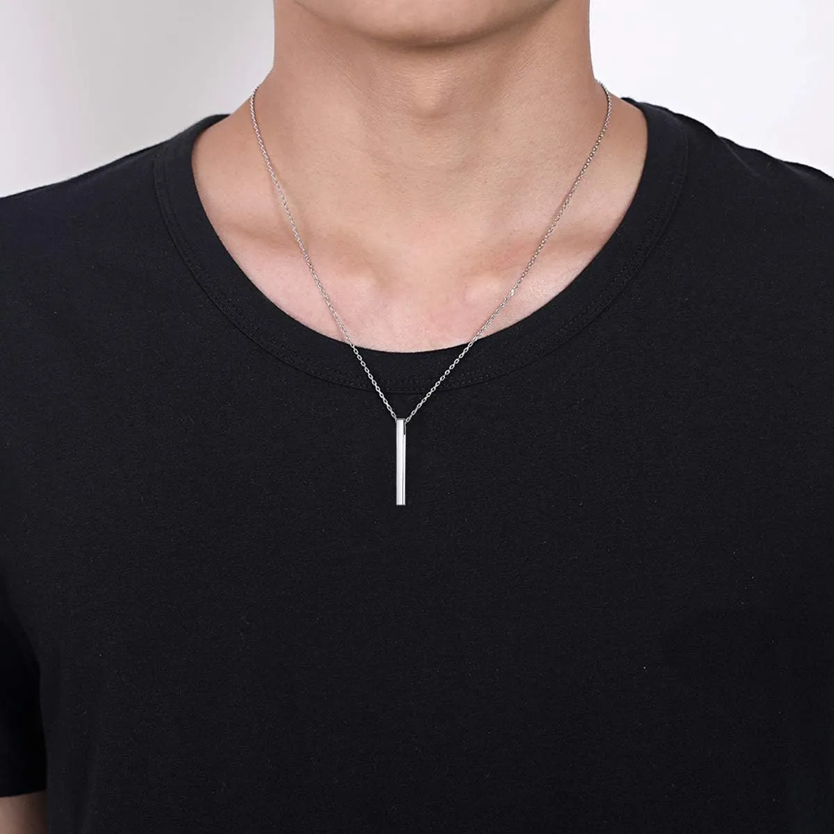 ChicSilver Customizable Vertical Bar Pendant Necklace 925 Sterling Silver Y Necklace Simple Fashion Jewelry Gifts for Women(with Gift Box)