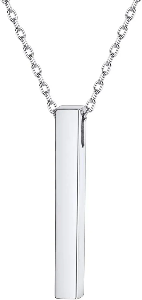 ChicSilver Customizable Vertical Bar Pendant Necklace 925 Sterling Silver Y Necklace Simple Fashion Jewelry Gifts for Women(with Gift Box)