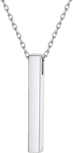 ChicSilver Customizable Vertical Bar Pendant Necklace 925 Sterling Silver Y Necklace Simple Fashion Jewelry Gifts for Women(with Gift Box)