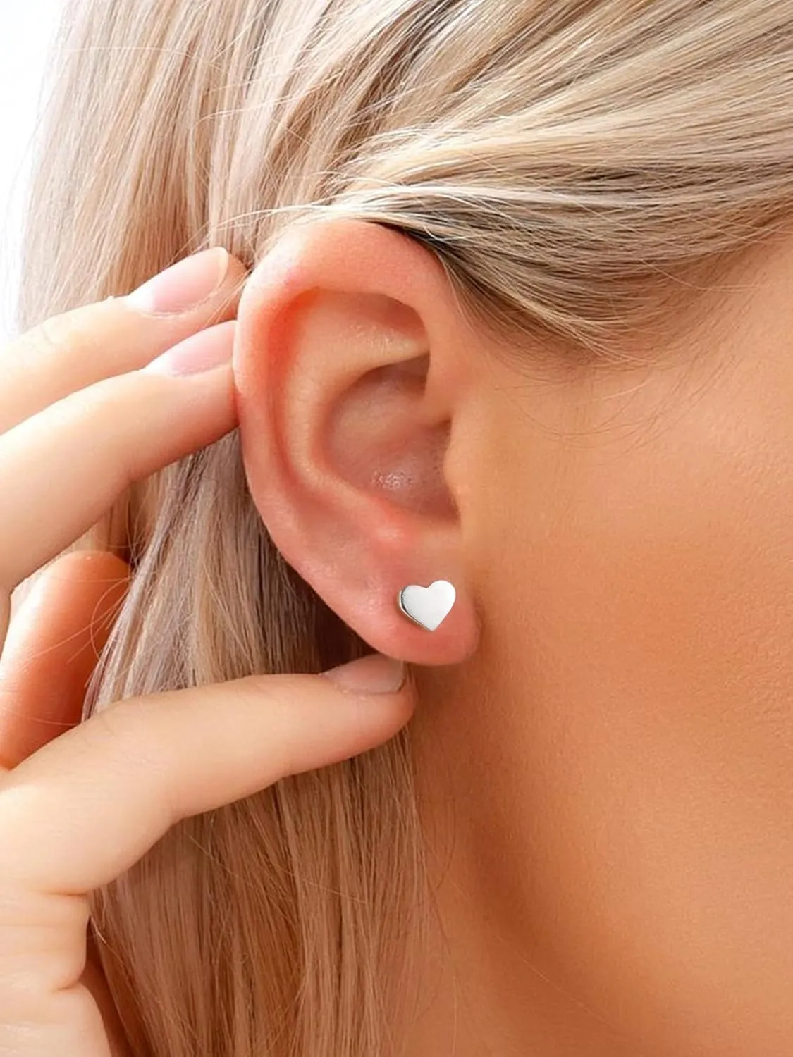ChicSilver Hypoallergenic 925 Sterling Silver Stud Earrings, Dainty Simple Heart/Star/Moon/Lightning/Sun Earrings for Women (with Gift Box)