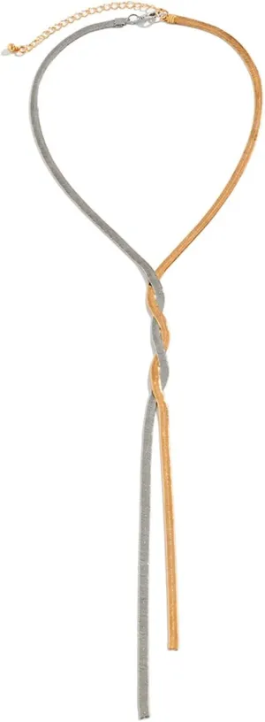 Chunky Gold Necklace Lariat 14k Gold Necklaces for Women Long Gold Plated Twist Snake Chain Y Necklace Thin Layered Herringbone Choker Necklace Gold Accessories Body Chain Jewelry