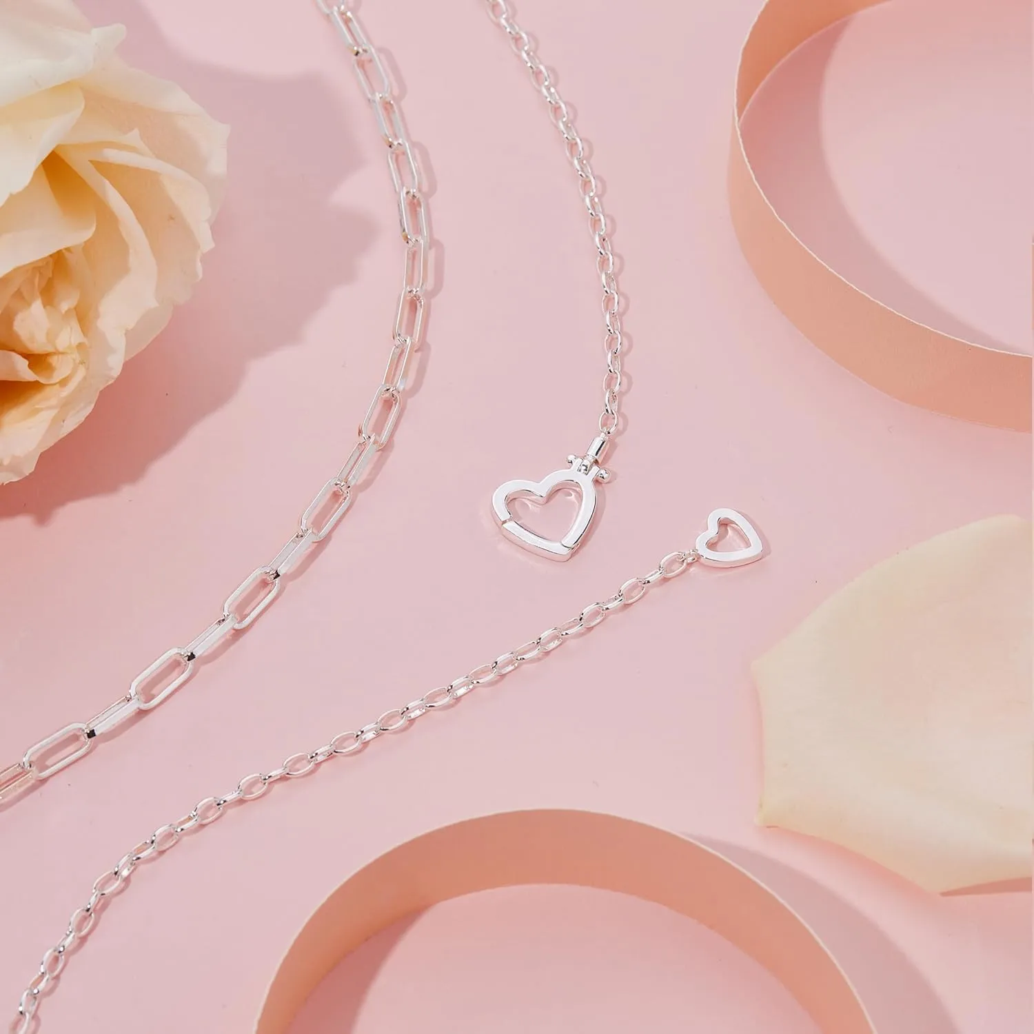 Chunky Gold Necklaces for Women Layered 14k Gold Silver Plated Heart Pearl Pendant Choker Necklace Trendy Dainty Stacked Paperclip Cuban Chain Simple Jewelry Valentine's Day Gifts Set