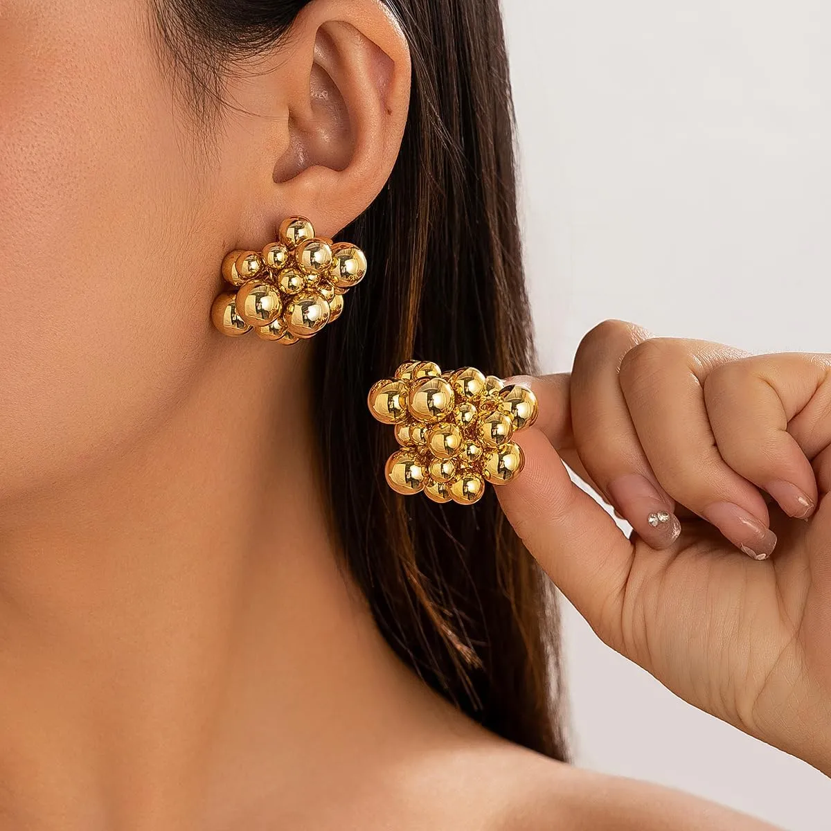 Chunky Gold Statement Earrings - Irregular Geometry Studs - Hypoallergenic Gold Jewelry Gifts