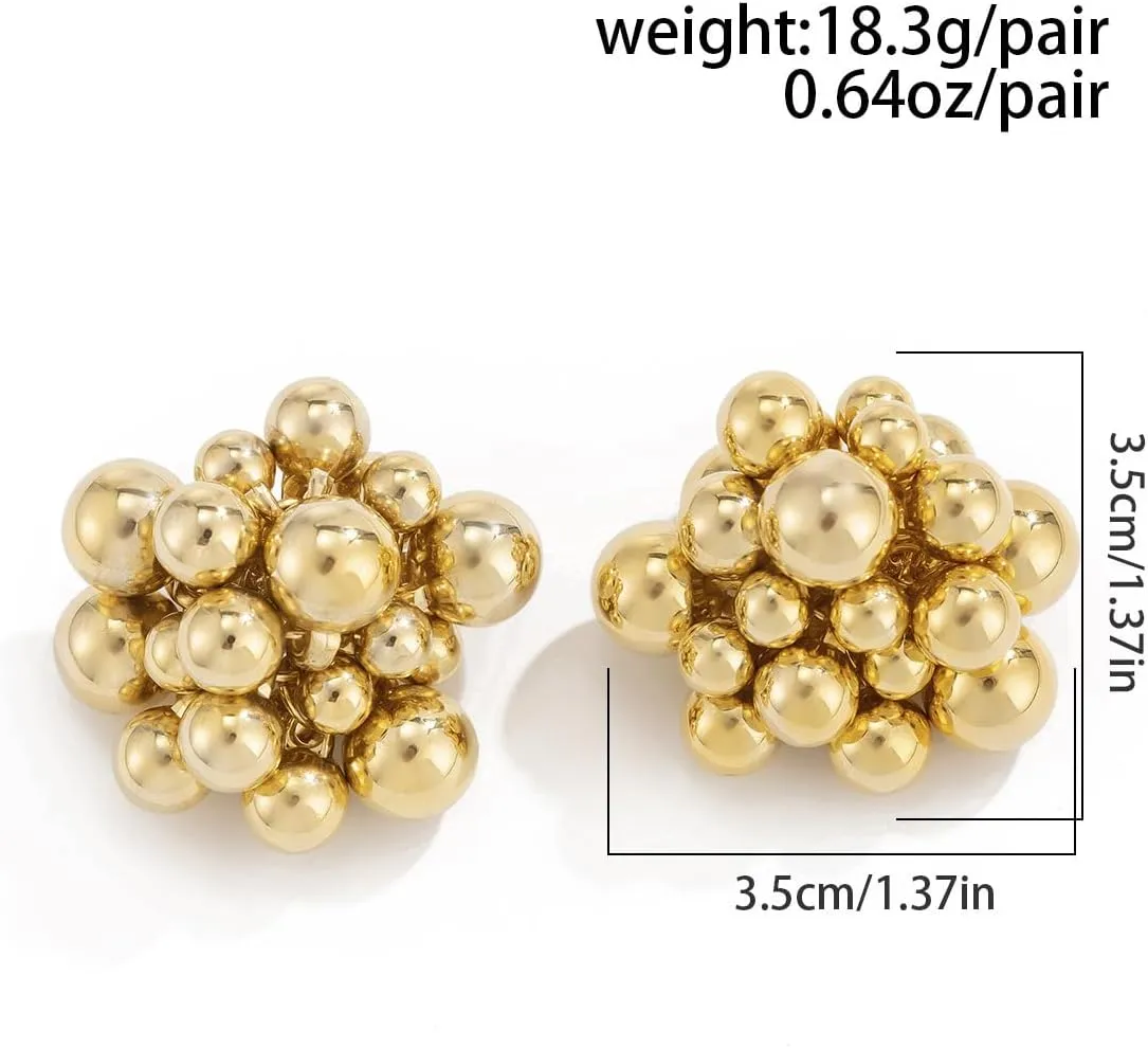 Chunky Gold Statement Earrings - Irregular Geometry Studs - Hypoallergenic Gold Jewelry Gifts