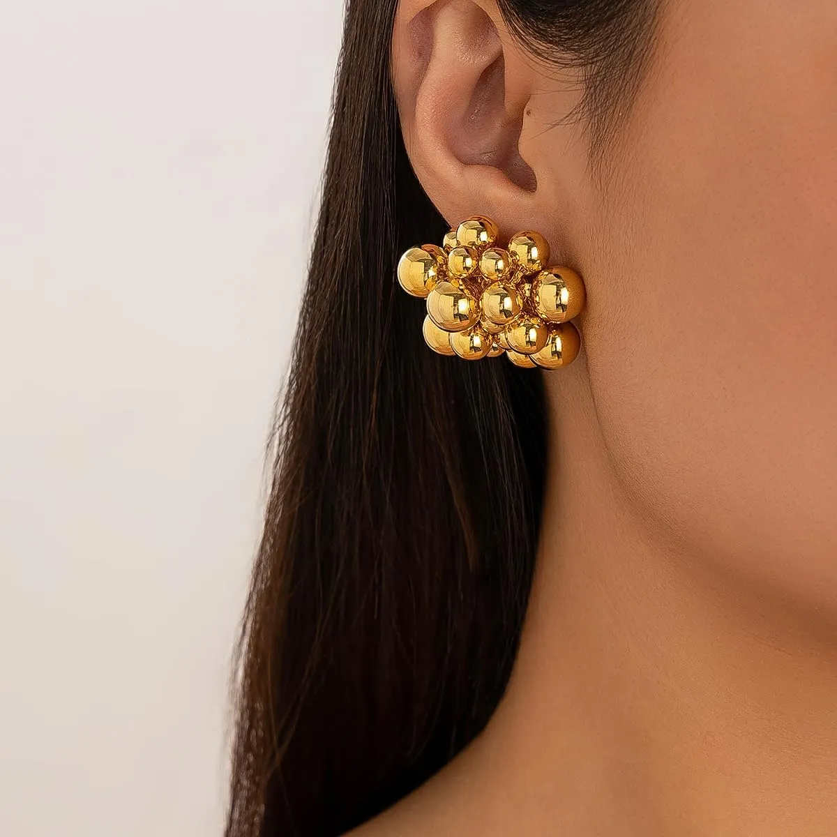 Chunky Gold Statement Earrings - Irregular Geometry Studs - Hypoallergenic Gold Jewelry Gifts