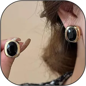 Chunky Gold Statement Stud Earrings for Women,Vintage Black Oval Crystal Gold Plated Square Metal Dangle Earrings,Minimalist Geometry Jewelry Gifts