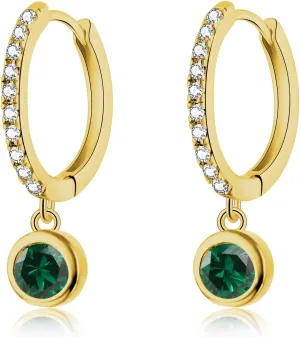 CiNily Small Dangle Hoop Earrings for Women Girls,14K White Gold Mini Huggie Hoop Earrings Hypoallergenic Diamond Drop Earrings Dainty Cute Cubic Zirconia Dangle Hoops Jewelry Gifts