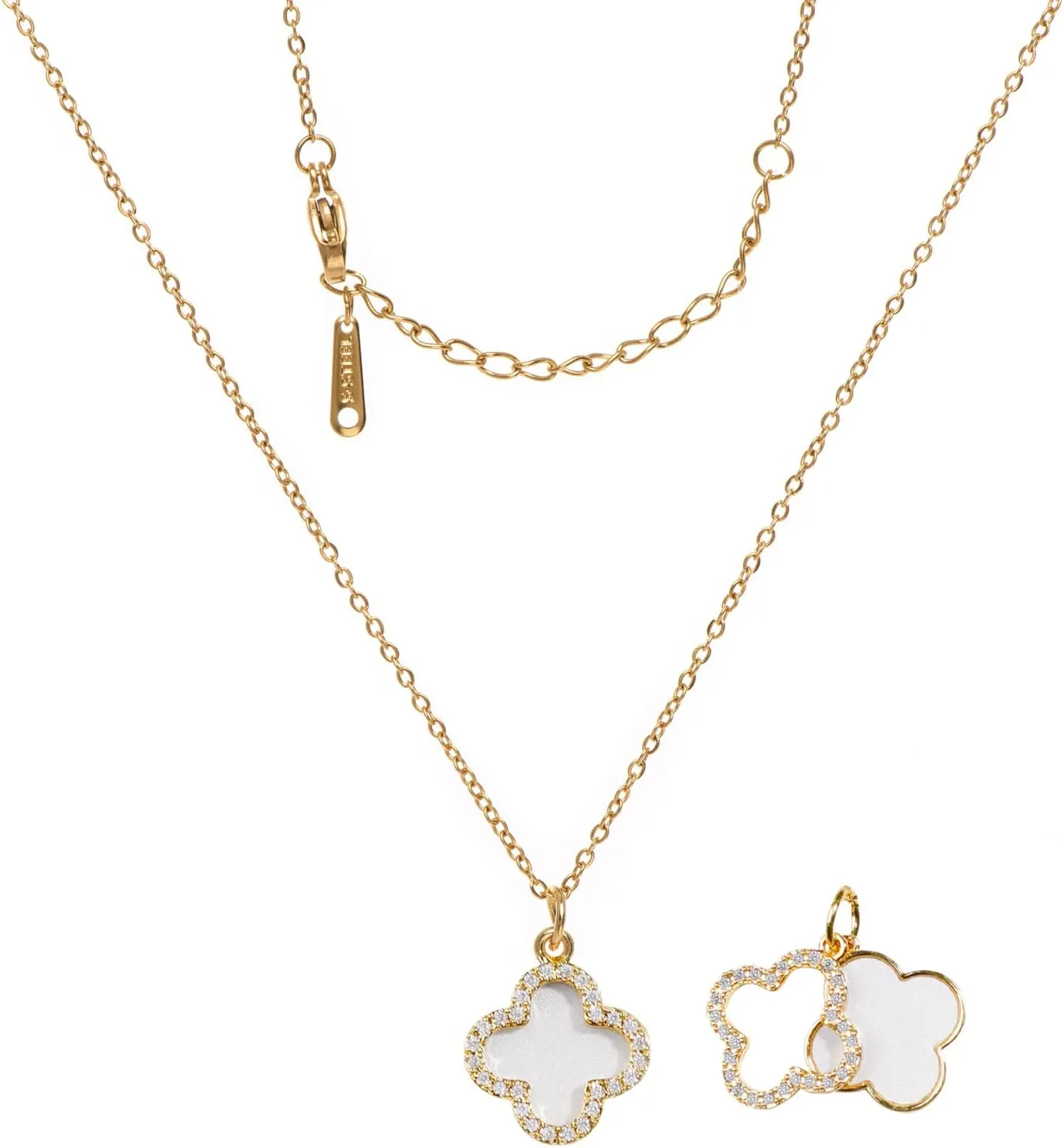 Clover Necklace For Women 14K Gold Plated/Silver Dainty Lucky Clover Pendent Necklace Trendy Four Leaf Clover Necklace Cute Simple Women's Jewelry Gift