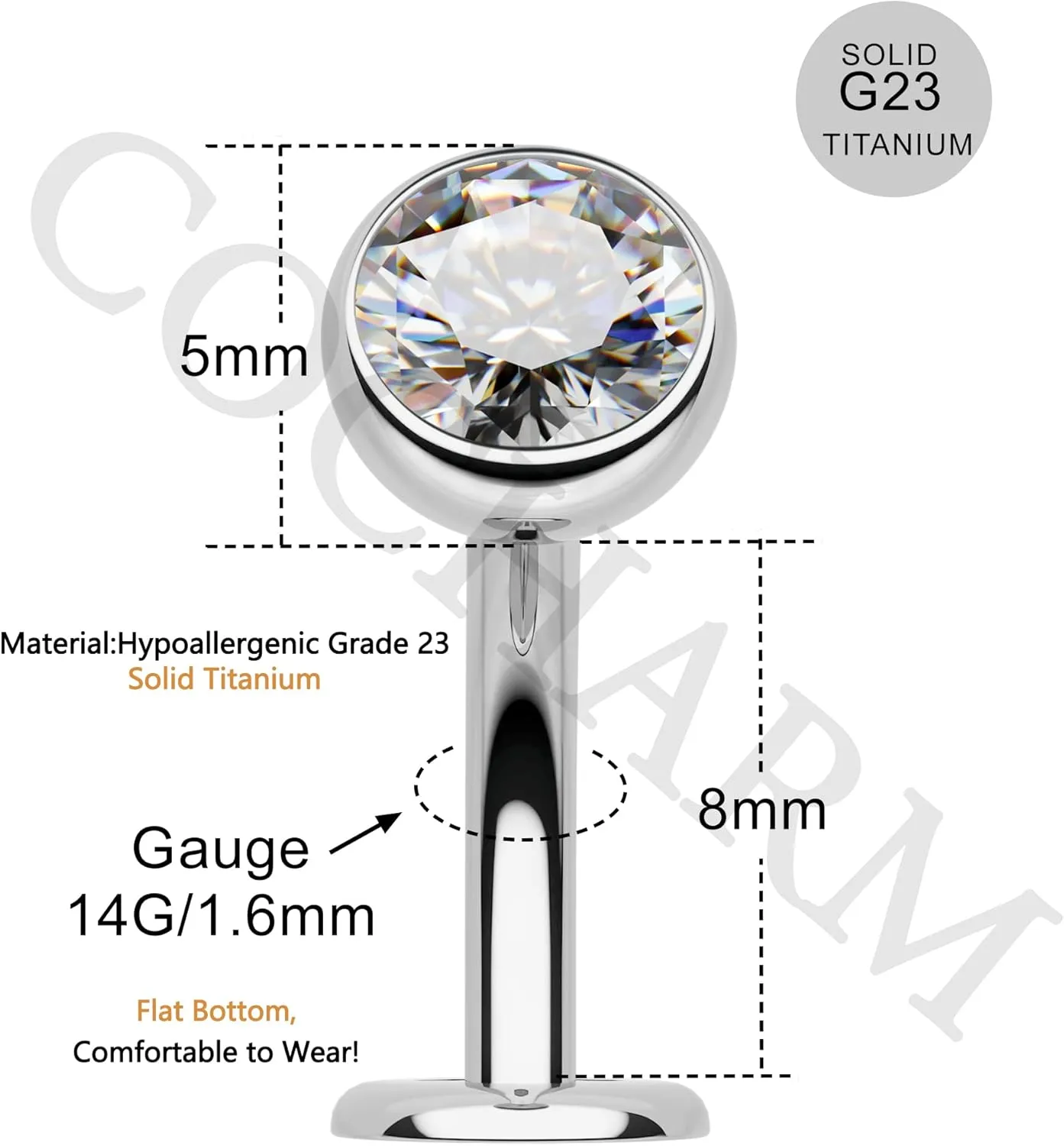 Cocharm Floating Belly Button Rings - Titanium Navel Rings for Women, Threadless Flat Bottom Belly Piercing Jewelry, Hypoallergenic