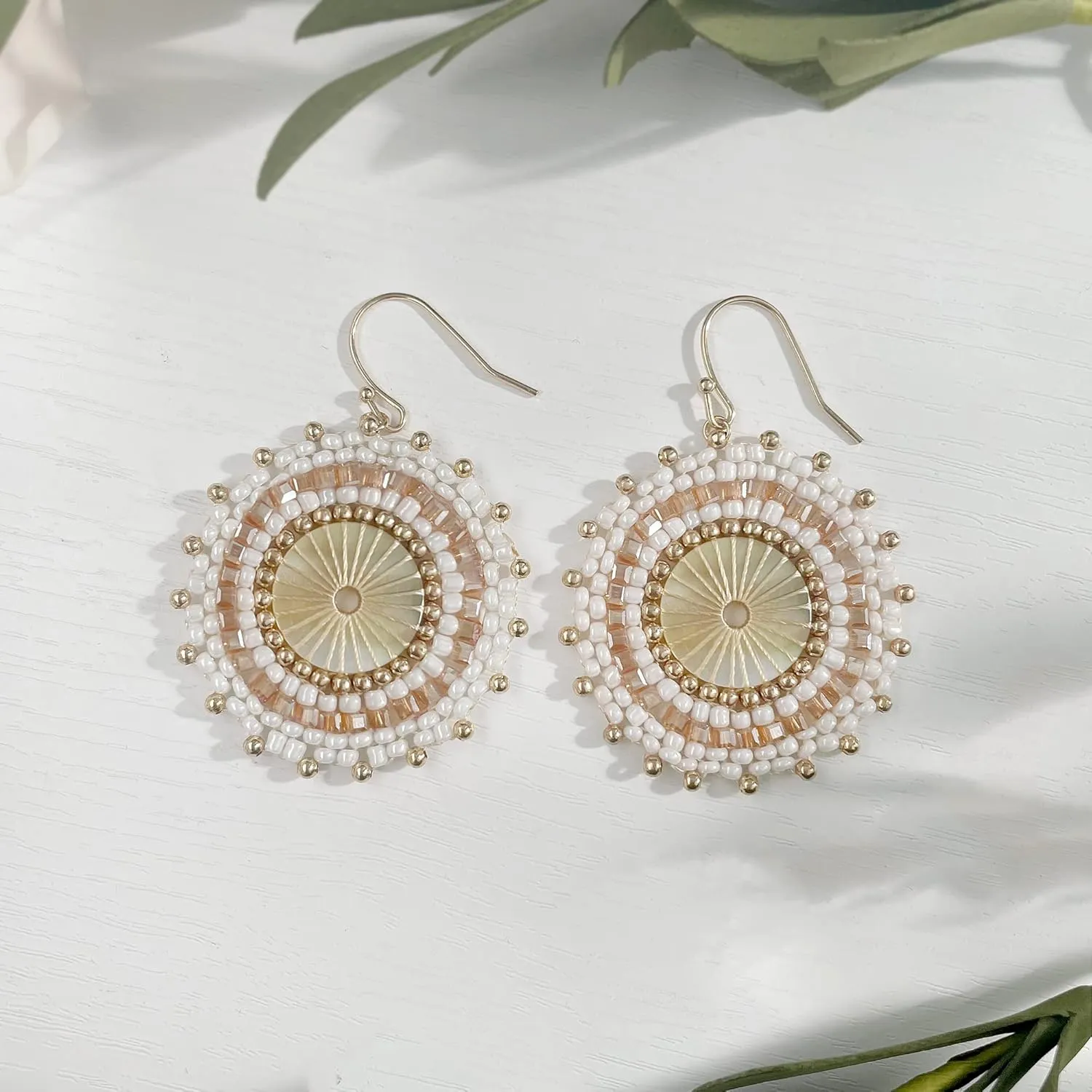 Colorful Bead Earrings For Women Summer Beach Handmade Bead Earrings Bohemia Hoop Dangle Earring For women